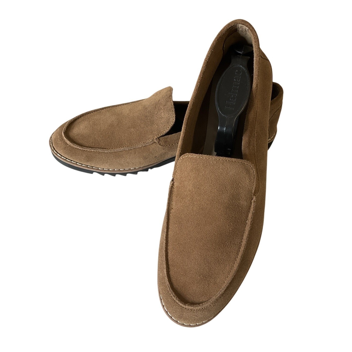 Eileen Fisher Ells Suede Leather Lug Loafers Almond Toe Minimalist Preppy 10